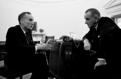 President Lyndon B. Johnson meets with Thomas Mann