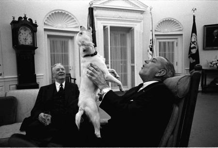 President Lyndon B. Johnson sings with Yuki