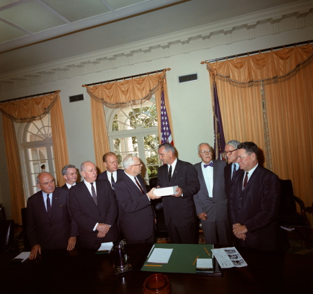 Members of the Warren Commission present their report on the assassination of President John F. Kennedy
