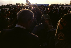 Pres. Lyndon B. Johnson visit to Fort Bragg: Greeting airborne troops