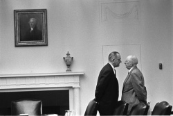 President Lyndon B. Johnson meets with Sen. Richard Russell
